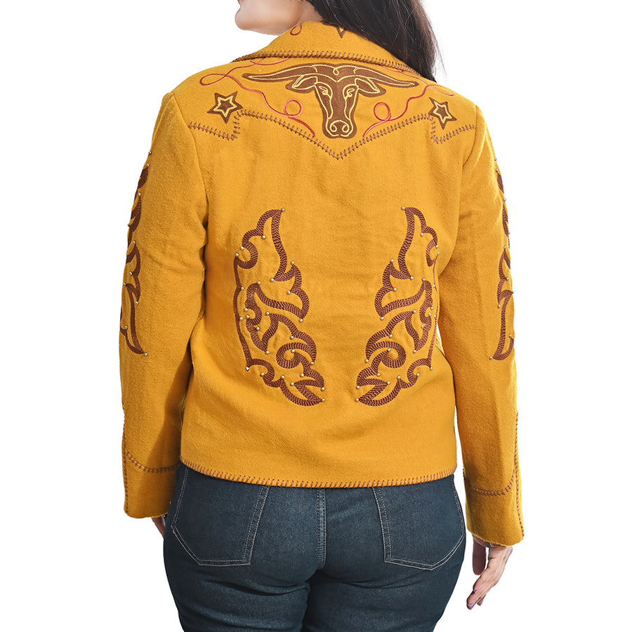 American Darling Western Apparel Embroidered Woolen Fabric Handcrafted Heritage Jacket with Braided Accents for Women