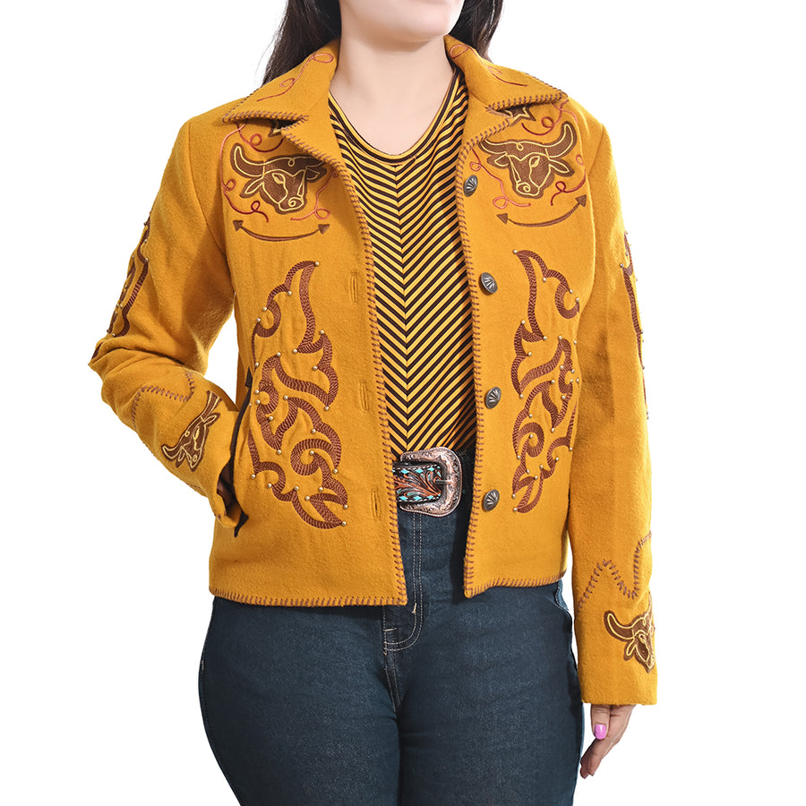 American Darling Western Embroidered Apparel - Artisan Handcrafted Woolen Jacket - Uhorse