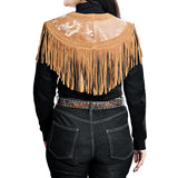 American Darling Western Apparel Hair On Genuine Leather Handcrafted Heritage Cape with Braided Accents and Fringes