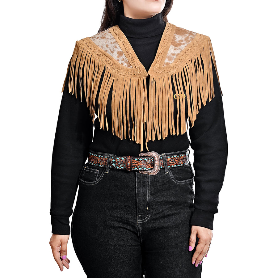 American Darling Western Leather Apparel - Handcrafted Hair On and Braided Luxe Cape - Uhorse
