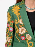 American Darling Women’s Western Embroidered Blazer Green Cowgirl Rodeo NFR Floral Spurs Bronco Horseshoe Tailored Jacket