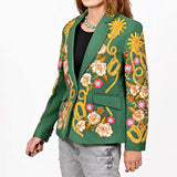 American Darling Women’s Western Embroidered Blazer Green Cowgirl Rodeo NFR Floral Spurs Bronco Horseshoe Tailored Jacket