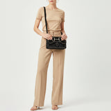 American Darling Hair-On Leather Crossbody Handbag for Women, Western Studded Flap Shoulder Style