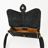 American Darling Hair-On Leather Crossbody Handbag for Women, Western Studded Flap Shoulder Style