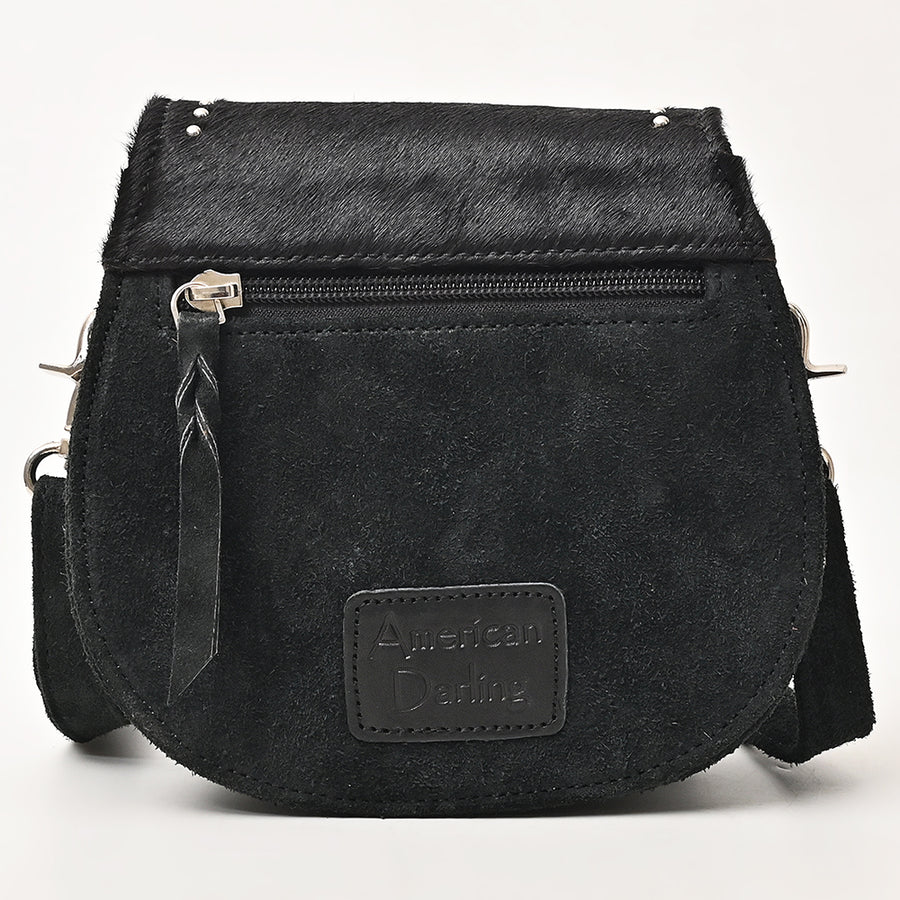 American Darling Western Cross body Bag Rivetted Genuine Full Grain Leather Handcrafted Purse with Hair-On Cowhide Detail