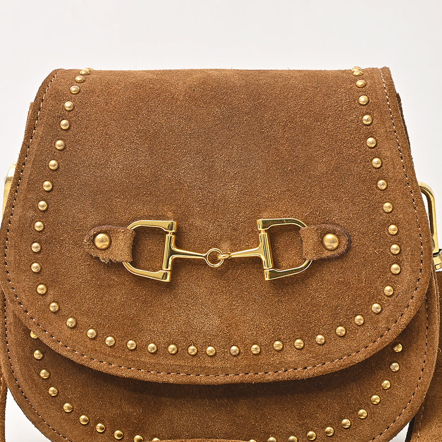 American Darling Western Cross body Bag Rivetted Genuine Suede Full Grain Leather Handcrafted Small Shoulder Bag