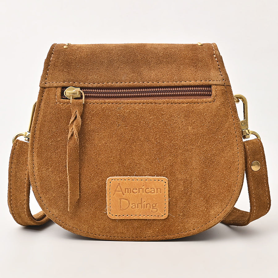 American Darling Western Cross body Bag Rivetted Genuine Suede Full Grain Leather Handcrafted Small Shoulder Bag
