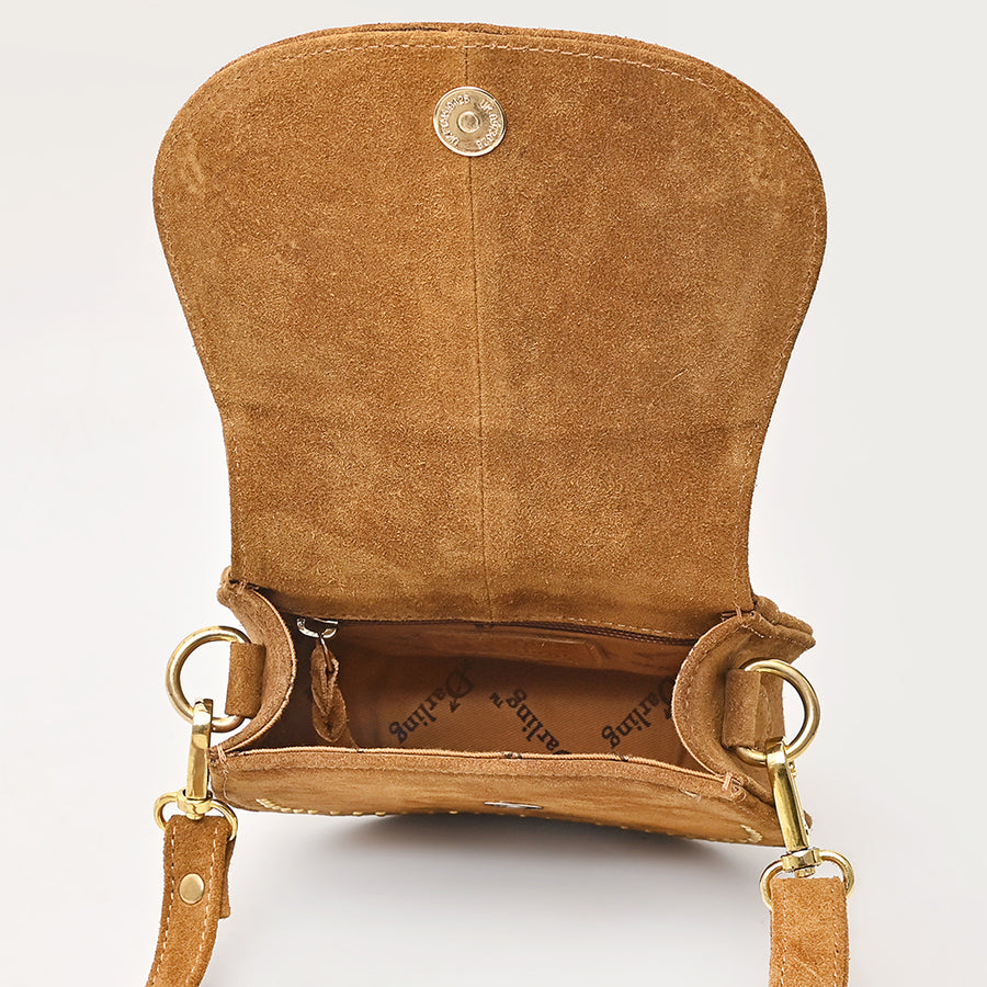 American Darling Western Cross body Bag Rivetted Genuine Suede Full Grain Leather Handcrafted Small Shoulder Bag