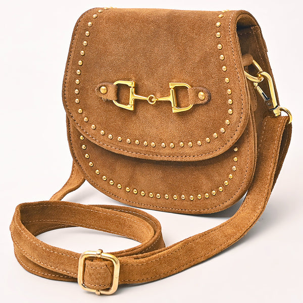 American Darling Western Suede Leather Cross body Bag with Rivetted Trim - Uhorse
