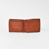 Spaghetti Western Full Grain Leather Bifold Wallet for Men Slim Minimalist Card Holder with ID Window