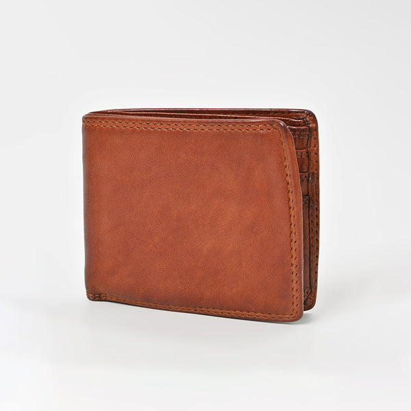 Spaghetti Western Full Grain Leather Bifold Wallet for Men Slim Minimalist Card Holder with ID Window - Uhorse