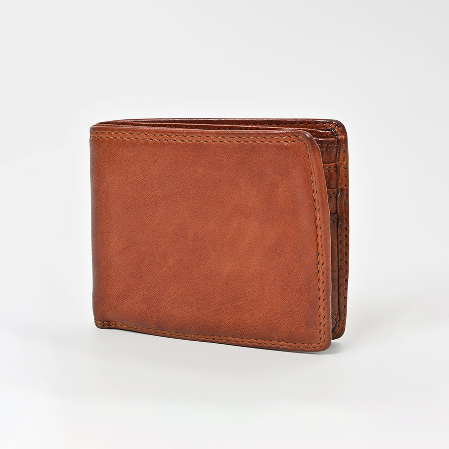 Spaghetti Western Full Grain Leather Bifold Wallet for Men Slim Minimalist Card Holder with ID Window - Uhorse