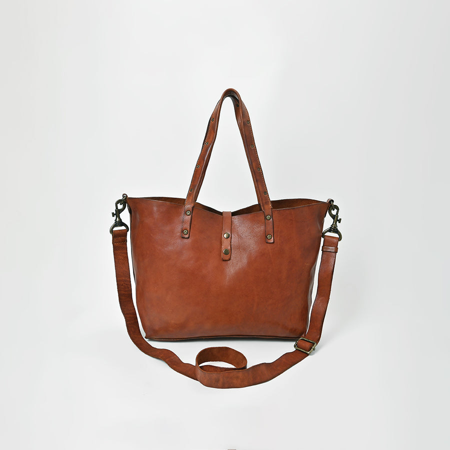 Spaghetti Western Genuine Full Grain Leather Tote Bag for Women Large Shoulder Handbag with Adjustable Strap