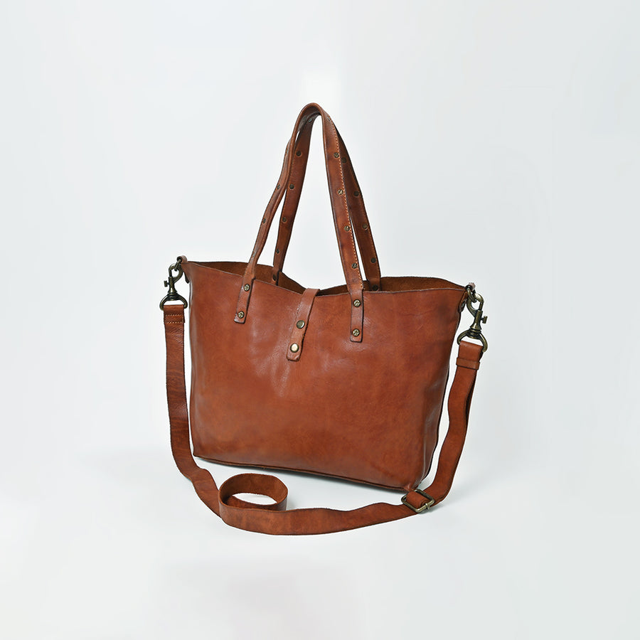 Spaghetti Western Genuine Full Grain Leather Tote Bag for Women Large Shoulder Handbag with Adjustable Strap - Uhorse