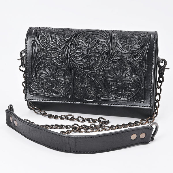 American Darling Western Crossbody Bag - Hand-Tooled Floral Carved Genuine Leather Wallet - Uhorse