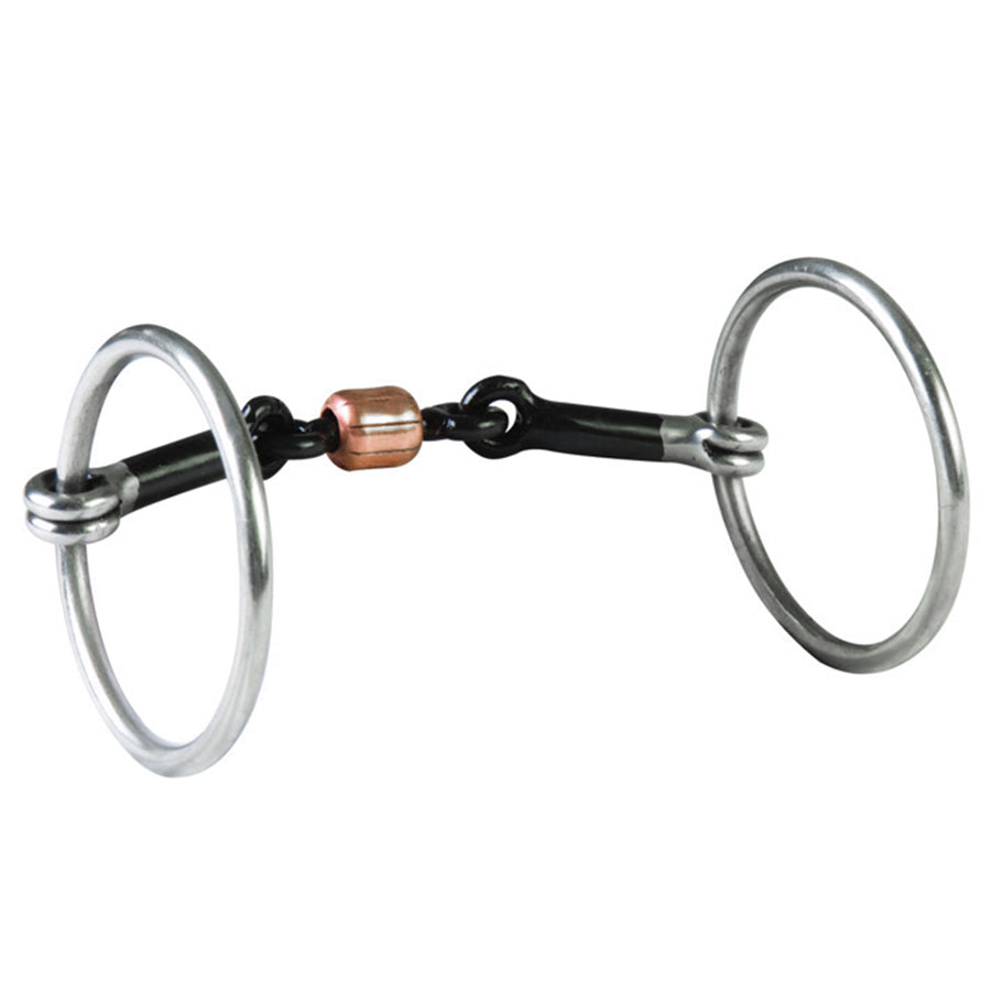 HILASON Western Horse SS Ring Bit With Sweet Iron Dog Bone Roller 5" Mouth - Uhorse