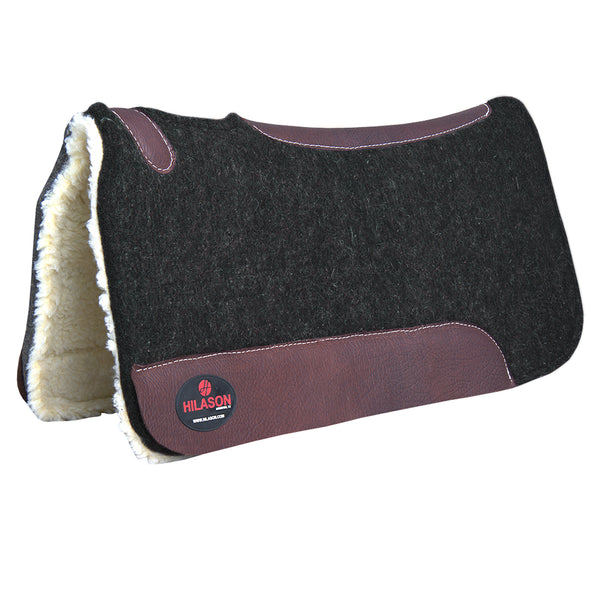 HILASON Western Wool Felt Horse Saddle Pad MADE IN USA Black Fur - Uhorse