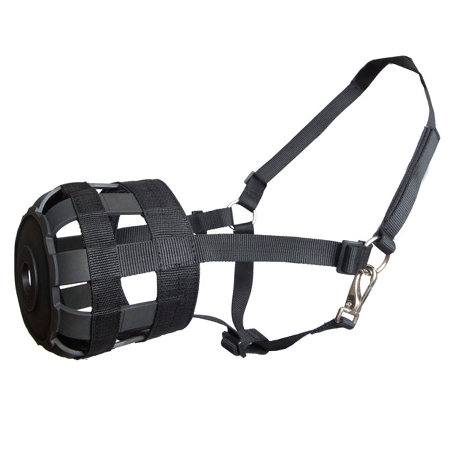 HILASON Western Horse Grazzing Muzzle With Halter Black