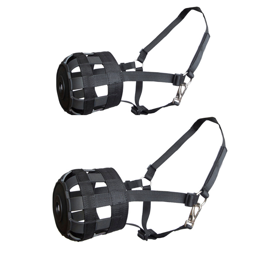 HILASON Western Horse Grazzing Muzzle With Halter Black - Uhorse