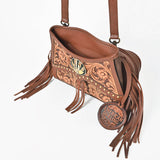 AMERICAN DARLING Hand-Tooled Leather Satchel Bag Floral Carving & Concho Flap