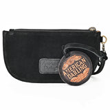 American Darling Genuine Suede Leather Western Wristlet Clutch Floral Scroll