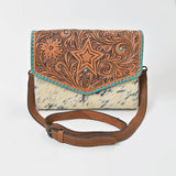American Darling Hair-On Hide & Hand-Tooled Genuine Leather Star Crossbody Bag