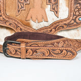 American Darling Cross body Bag Hand Tooled Floral Carved Genuine Leather Western Purse with Hair-On Cowhide and Fringes
