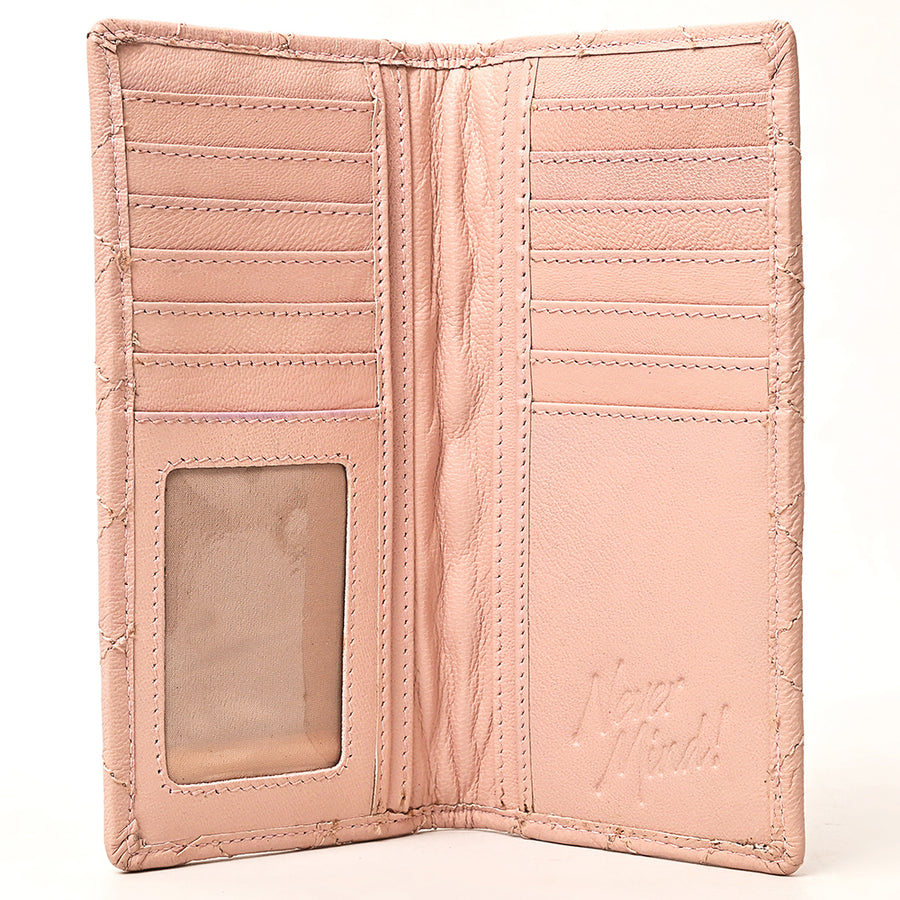 NEVER MIND Quilted Leather Continental Bifold Wallet Organizer