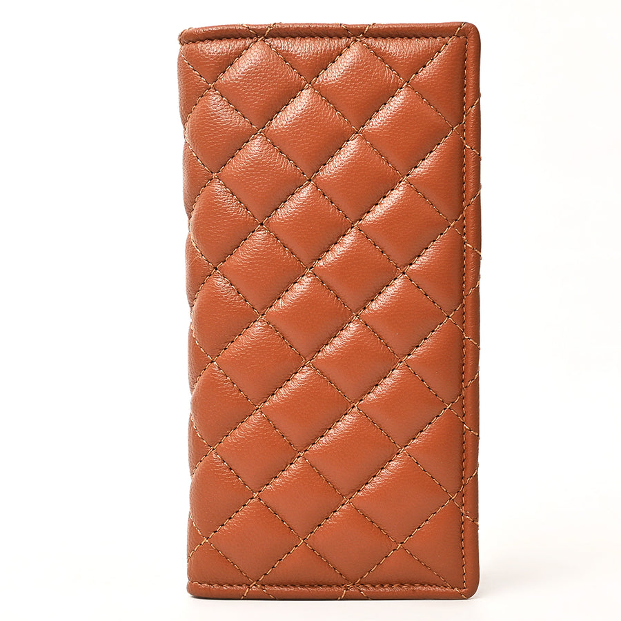NEVER MIND Quilted Leather Continental Bifold Wallet Organizer