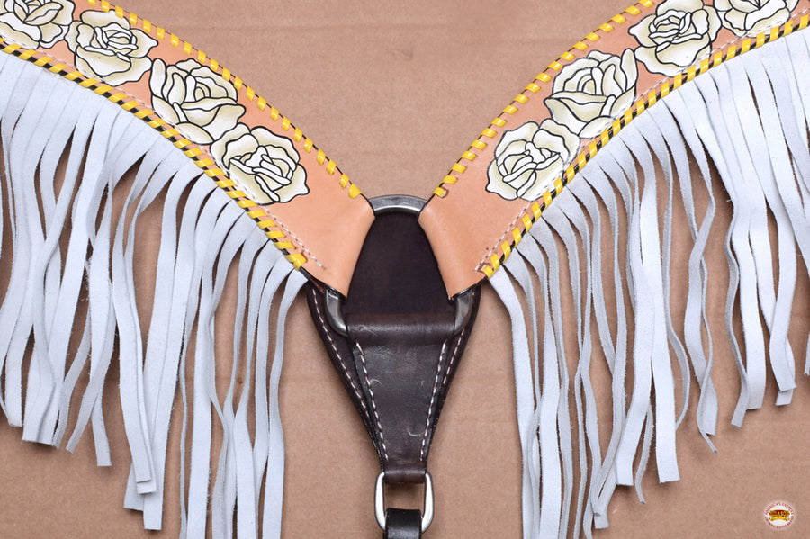 HILASON Western Horse American Leather Headstall Breast Collar Tack Tan