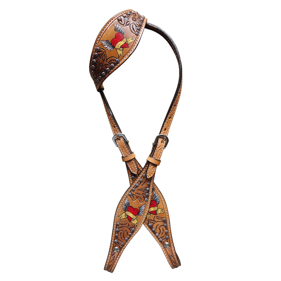 Hilason Western Horse One Ear Headstall Bridle American Leather Tan - Uhorse