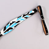 HILASON Western Horse Genuine Leather Printed Breast Collar Turquoise & Black