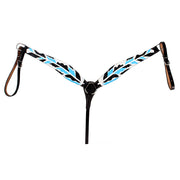 HILASON Western Horse Genuine Leather Printed Breast Collar Turquoise & Black