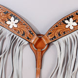 Hilason Western Horse Hand Tooled Genuine Leather Breast Collar Tan