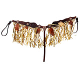 Hilason Western Horse Hand Tooled Genuine Leather Breast Collar Brown with Fringes - Uhorse