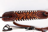 HILASON Western Horse Floral Hand Carved American Leather Headstall Brown