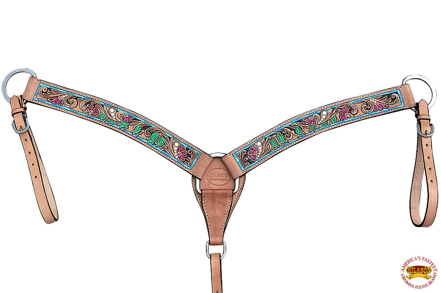 Bricole Western HILASON Pour Cheval - Cuir Sculpté Floral - Taille Cheval