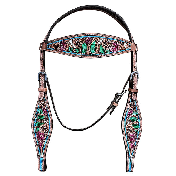 HILASON Western Horse Headstall Breast Collar American Leather Tan - Uhorse
