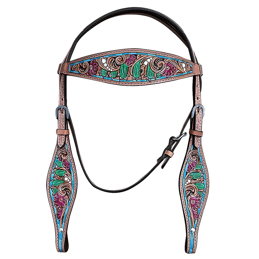 HILASON Western Horse Headstall Breast Collar American Leather Tan - Uhorse