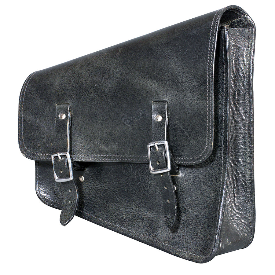 HILASON Top Grain Leather Motorcycle Bike Right Side Saddle Bag Black 14" Long - Uhorse