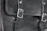HILASON Top Grain Leather Motorcycle Bike Right & Left Side Saddle Bag Rigid Flap Solo Biker Bag Black 14" Long