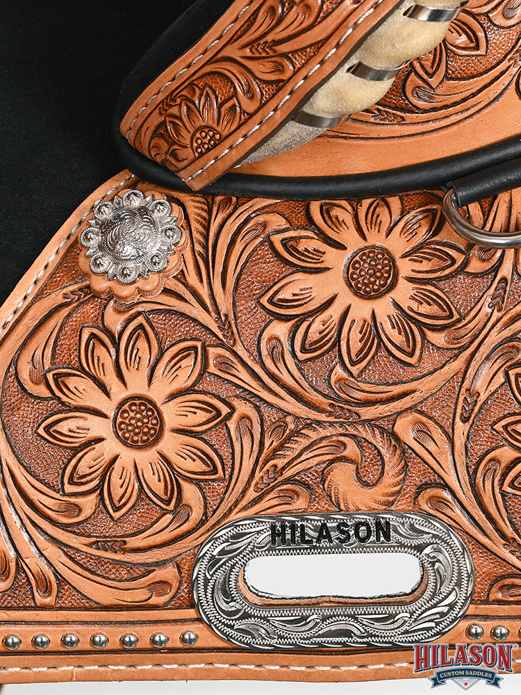 HILASON Western Horse Saddle Treeless Trail Barrel Leather Sun Flower | for Horses