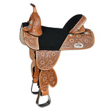 Western Horse Saddle Treeless Trail Barrel Leather Sun Flower Hilason