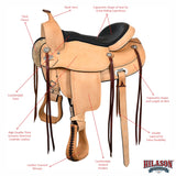 Tan HILASON Western Horse Saddle American Leather Flex Tree Trail & Pleasure