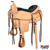 Tan HILASON Western Horse Saddle American Leather Flex Tree Trail & Pleasure