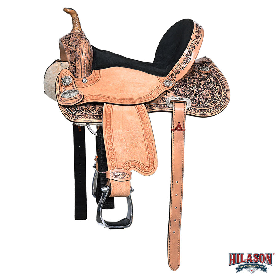 Tan HILASON Western Horse Child Saddle American Leather Barrel Flex Tree Trail