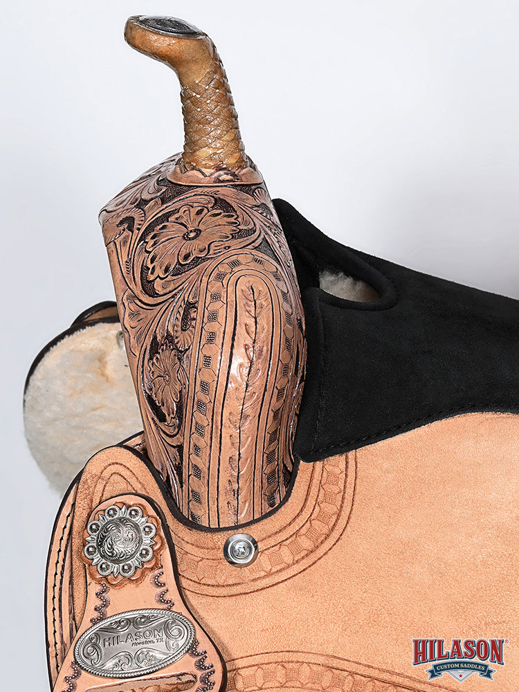 Tan HILASON Western Horse Child Saddle American Leather Barrel Flex Tree Trail