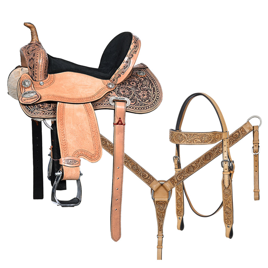 12" HILASON Western Horse Child Saddle American Leather Barrel Flex Tree Trail - Uhorse