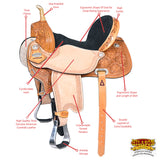 Tan HILASON Western Horse Saddle American Leather Barrel Flex Tree Trail