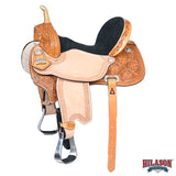 Tan HILASON Western Horse Saddle American Leather Barrel Flex Tree Trail